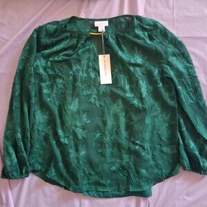 Liz Claiborne Embroidered Vintage Blouse, PM, Green